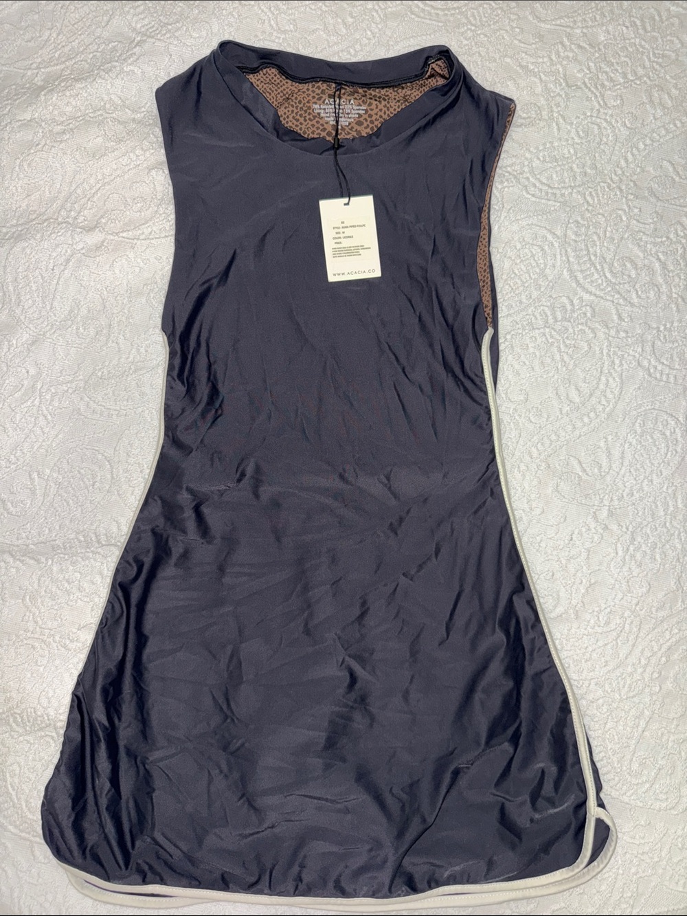 acacia swimwear Black athletic style dress with white Trim